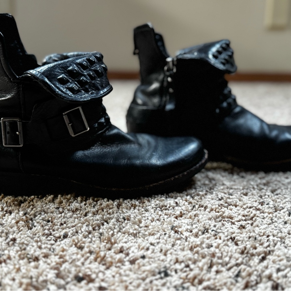 UGG Black Boots with buckle and stud details
